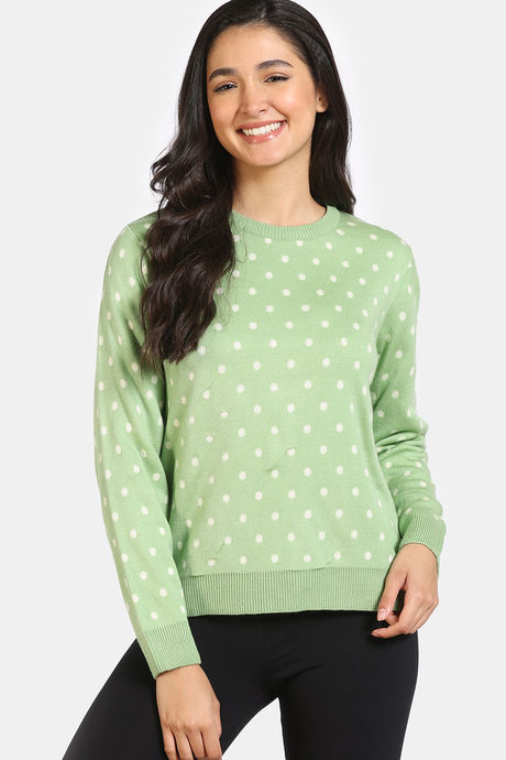 Zivame Retro Peek Jumpers Flat Knit Lifewear Top - Lime Green — image 2